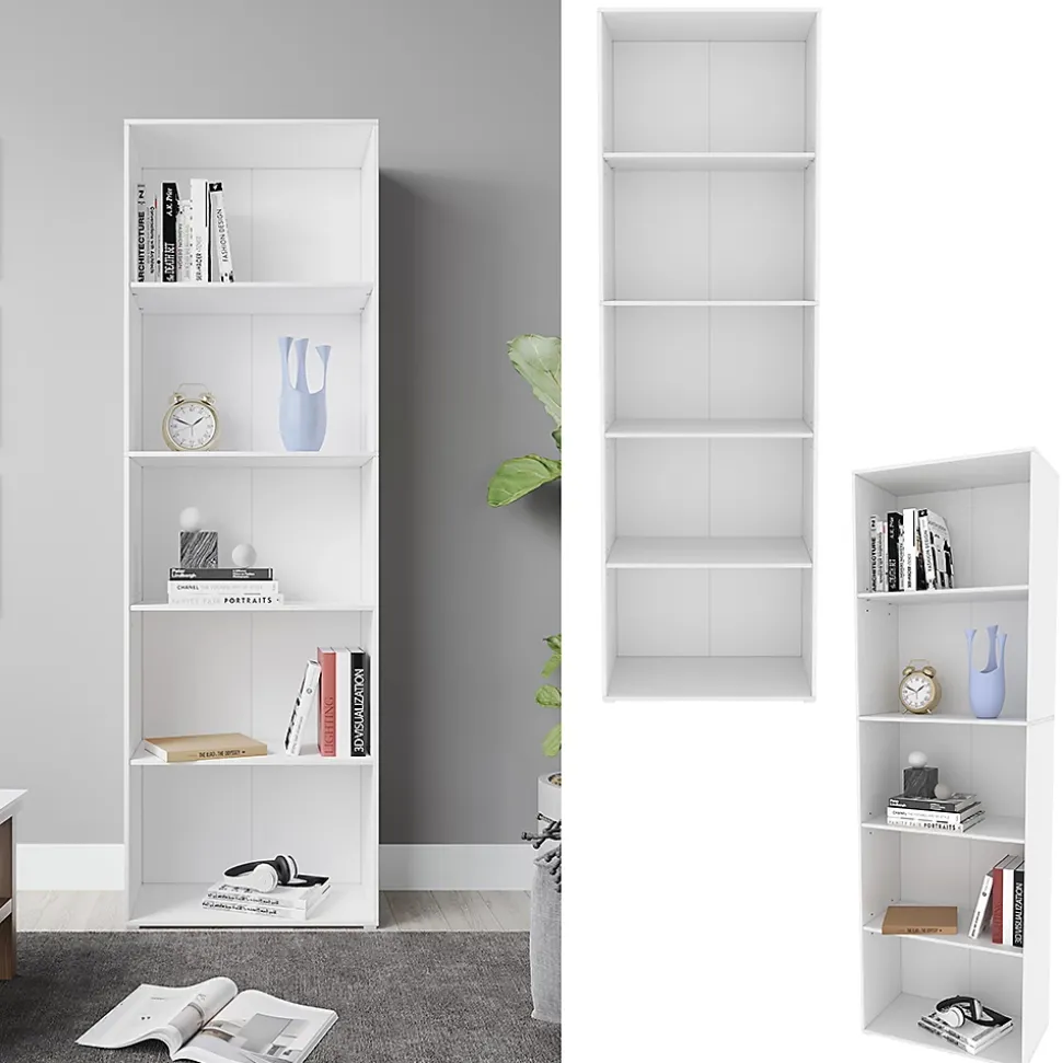 Vicco Bibliothèque Blanc 60x190cm avec 5 compartiments