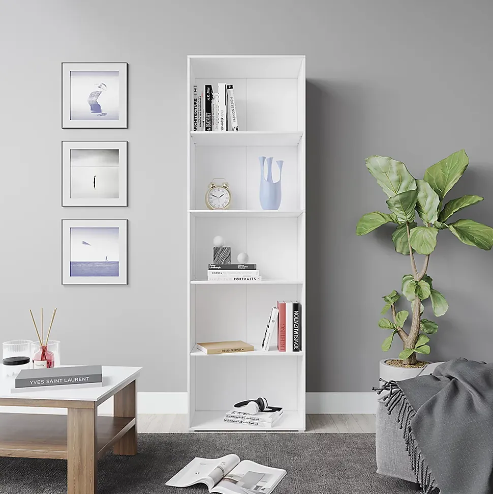 Vicco Bibliothèque Blanc 60x190cm avec 5 compartiments