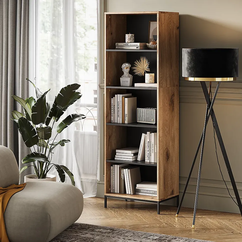 Vicco Bibliothèque Chêne Viking 60x180cm avec 5 compartiments