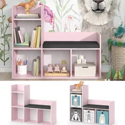 Vicco Bibliothèque enfant Rose 107.2x88.6cm sans boîtes pliantes