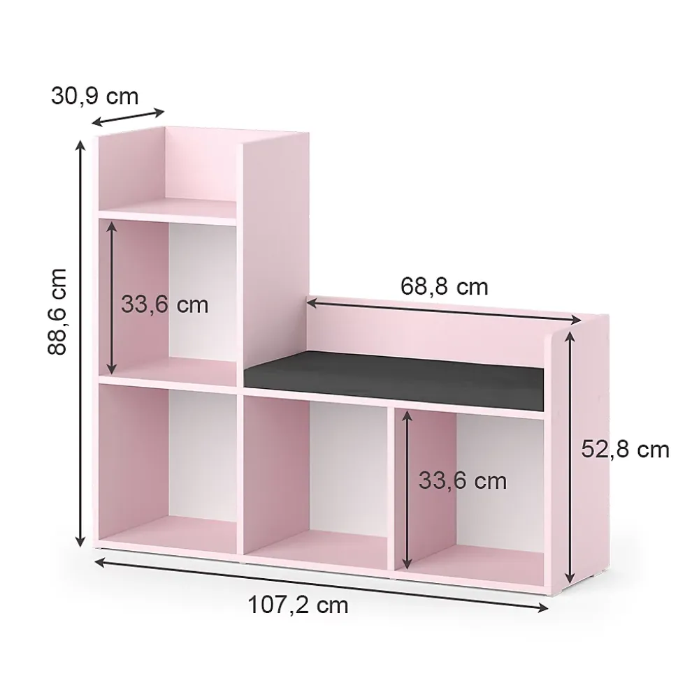 Vicco Bibliothèque enfant Rose 107.2x88.6cm sans boîtes pliantes