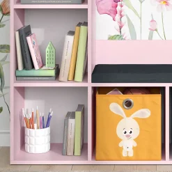 Vicco Bibliothèque enfant Rose 107.2x88.6cm avec 2 boîtes pliantes (multicolore)