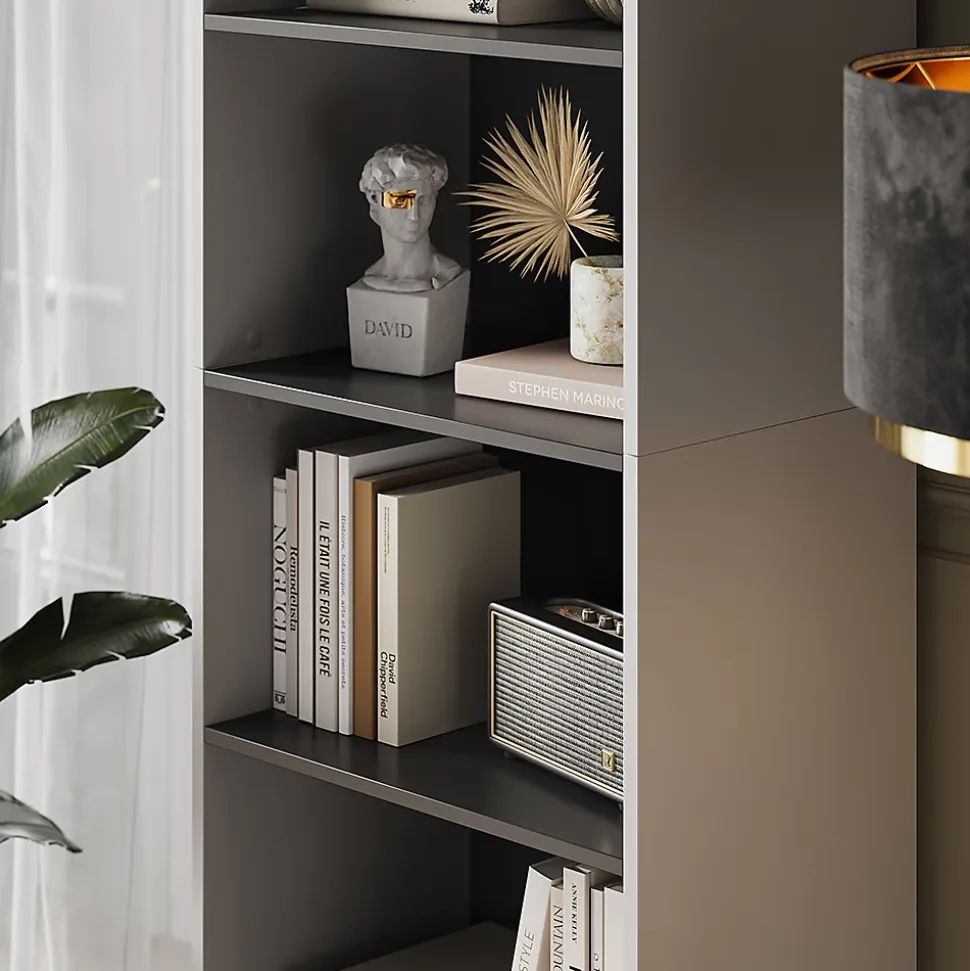 Vicco Bibliothèque Gris 60x180cm avec 5 compartiments
