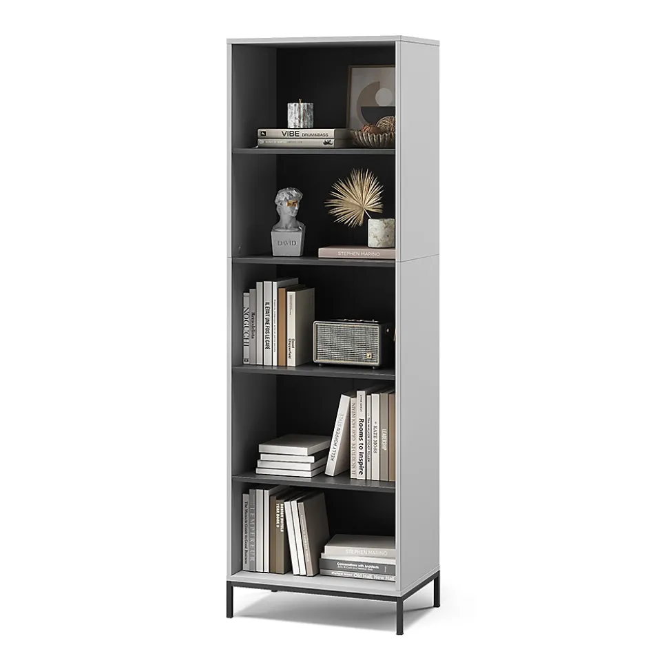 Vicco Bibliothèque Gris 60x180cm avec 5 compartiments