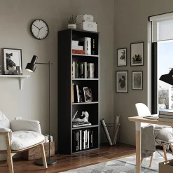 Vicco Bibliothèque Noir 40x132cm avec 5 compartiments