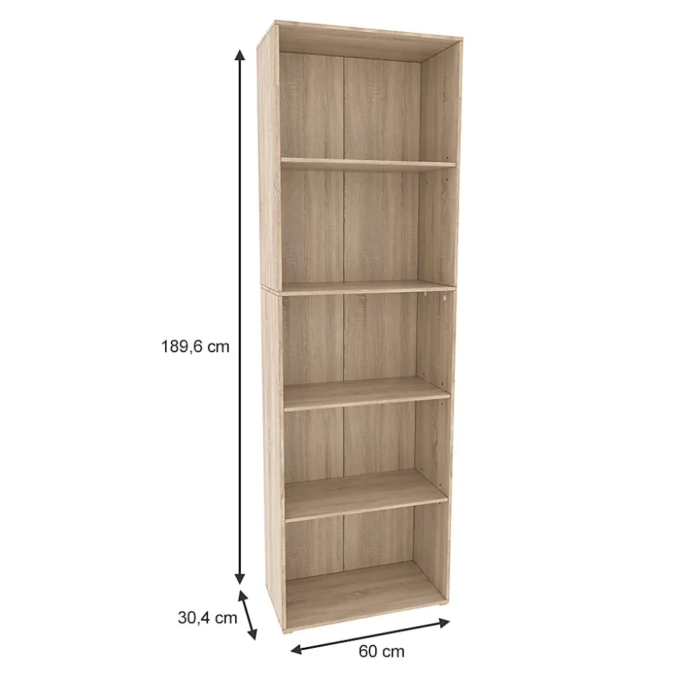 Vicco Bibliothèque Sonoma 60x190cm avec 5 compartiments