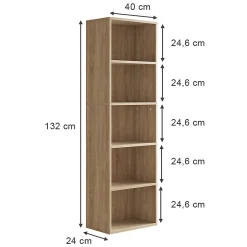Vicco Bibliothèque Sonoma 40x132cm avec 5 compartiments