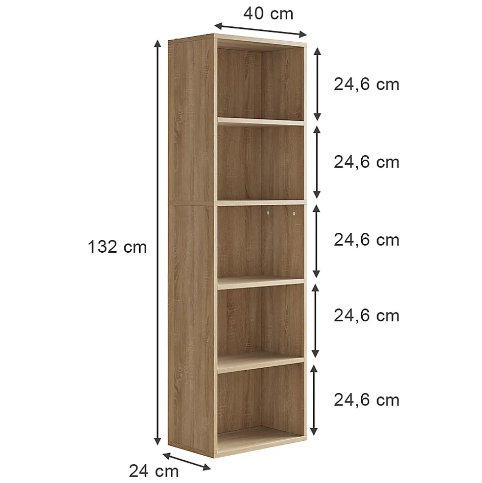 Vicco Bibliothèque Sonoma 40x132cm avec 5 compartiments