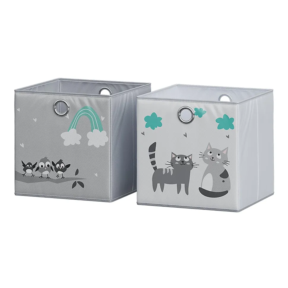 Vicco Boîte pliante Gris (chats et oiseaux) 30x30cm (motif chats & oiseaux)