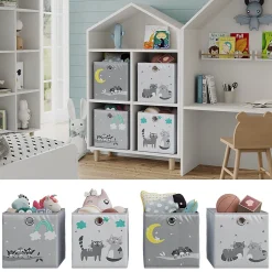 Vicco Boîte pliante Gris (chats et oiseaux) 30x30cm (motif chats & oiseaux)