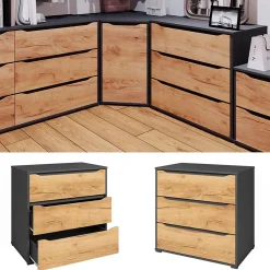 Vicco Buffet Chêne de force doré 48x77.6cm avec tiroirs