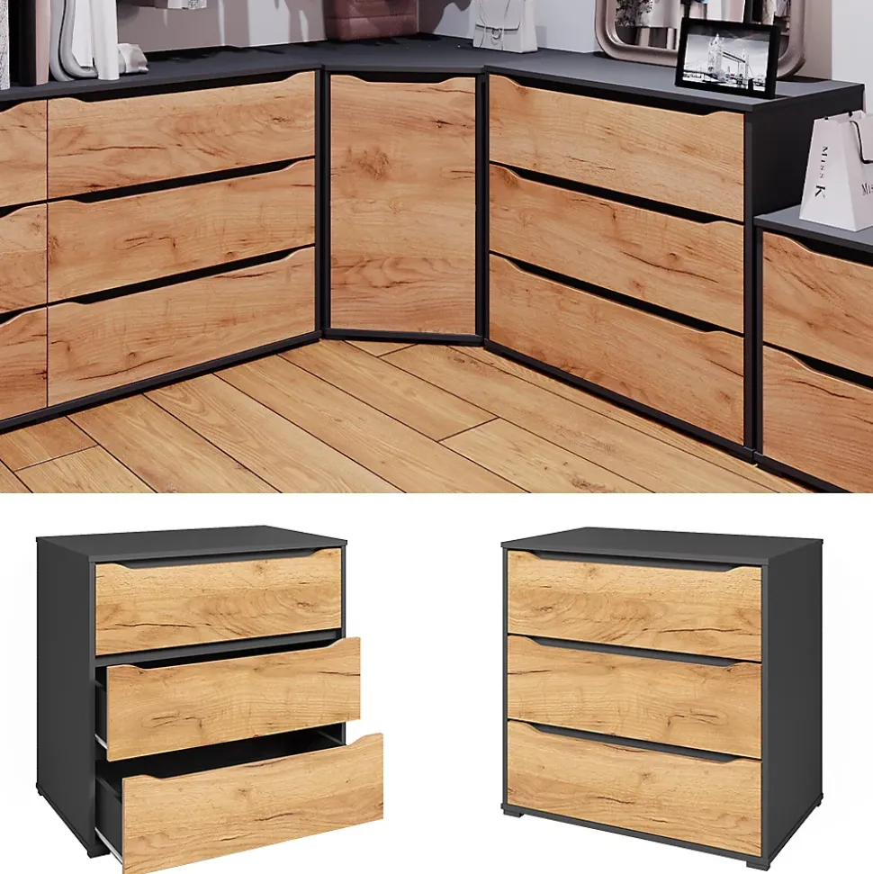 Vicco Buffet Chêne de force doré 48x77.6cm avec tiroirs