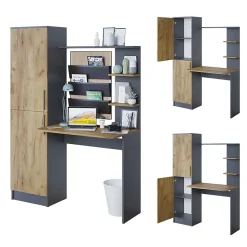Vicco Bureau Anthracite/chêne doré 122.9x33.4cm