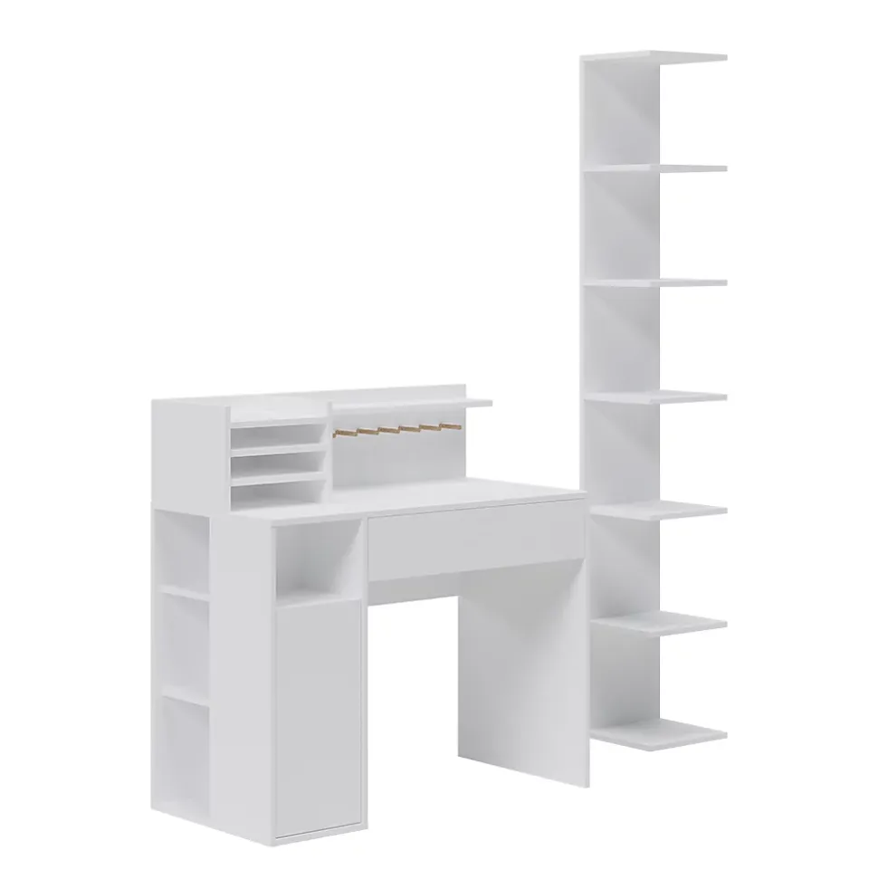 Vicco Bureau Blanc 2 parties, avec bibliothèque