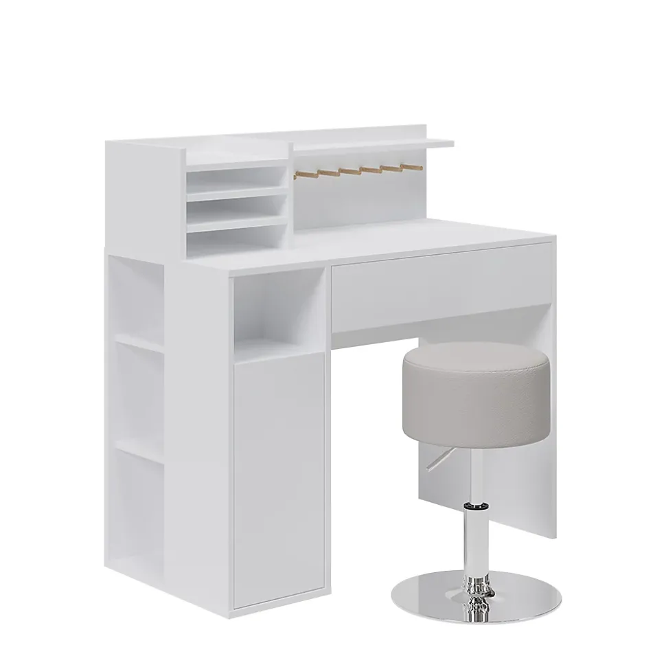Vicco Bureau Blanc 2 pièces, avec tabouret