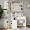 Vicco Bureau Blanc 3 pièces, avec bibliothèque et tabouret