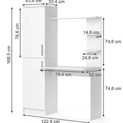 Vicco Bureau Blanc 122.9 x 52 cm