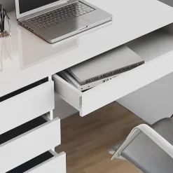 Vicco Bureau Blanc 55x120cm avec tiroirs