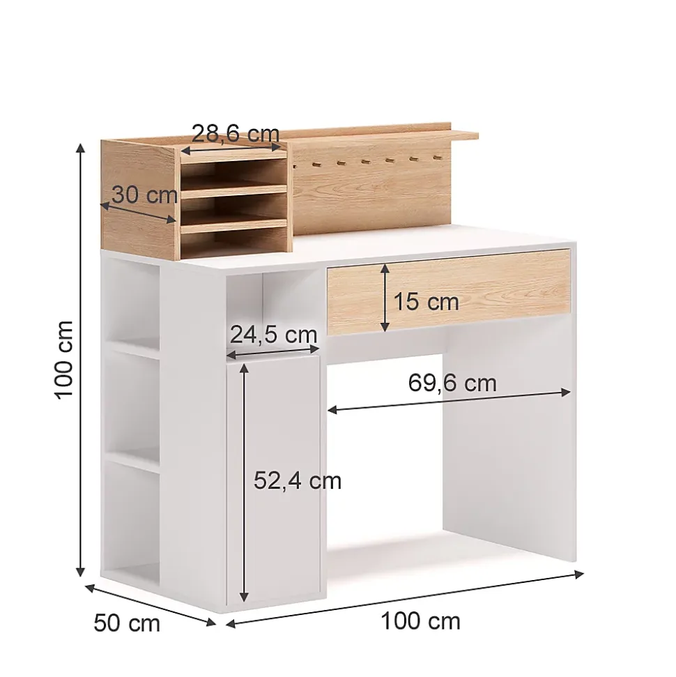 Vicco Bureau Blanc/Sonoma 100x50cm