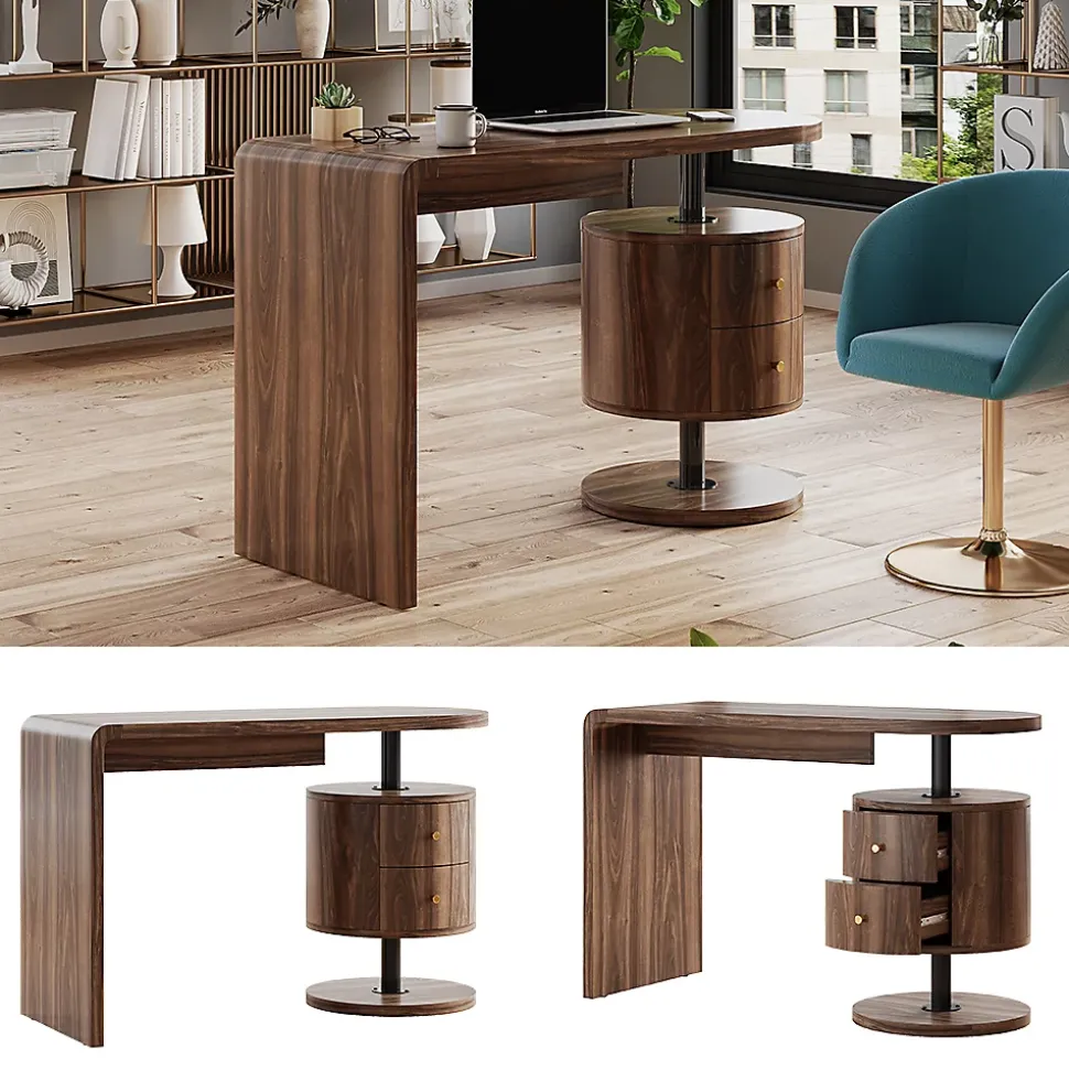 Vicco Bureau Chêne rustique 120x50cm avec 2 tiroirs