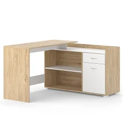 Vicco Bureau dangle Blanc/Sonoma 135x77cm avec tiroir