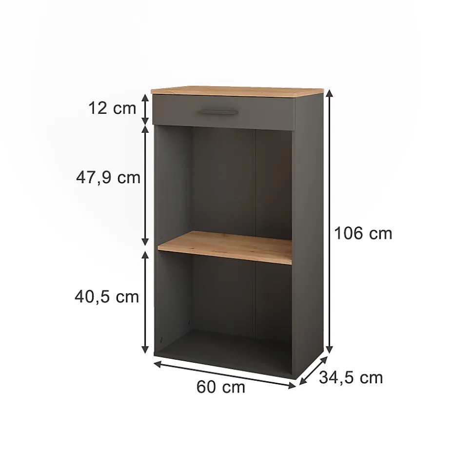 Vicco Casier à vin Chêne doré/anthracite 60x106cm