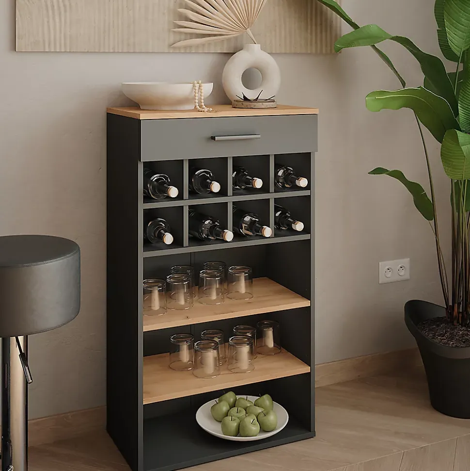 Vicco Casier à vin Chêne doré/anthracite 60x106cm