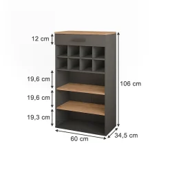 Vicco Casier à vin Chêne doré/anthracite 60x106cm