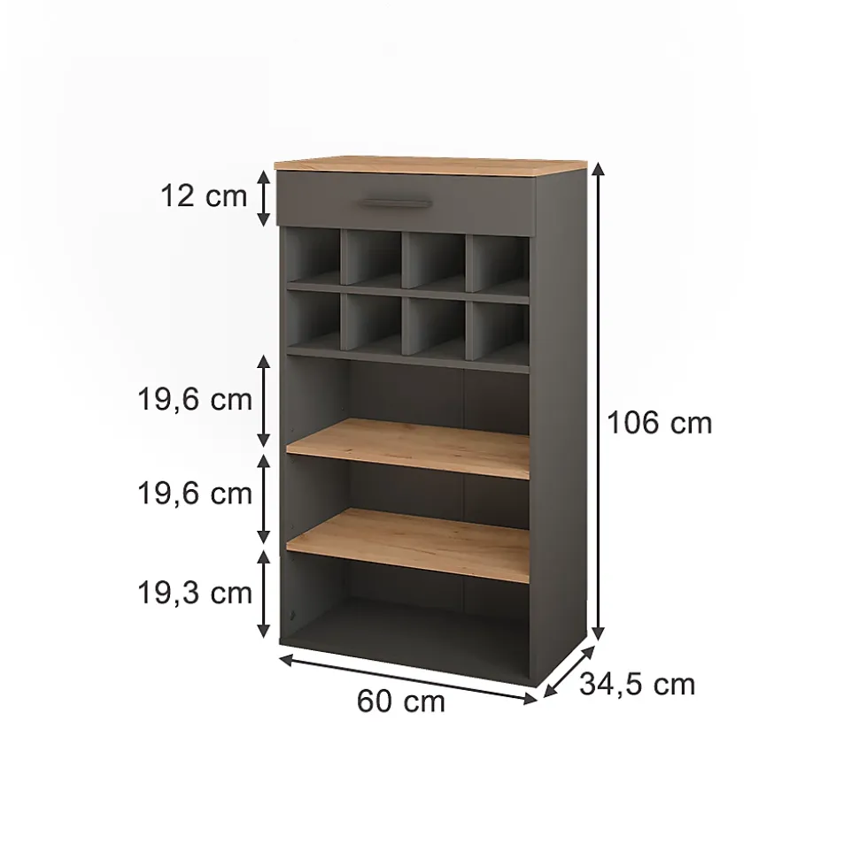 Vicco Casier à vin Chêne doré/anthracite 60x106cm
