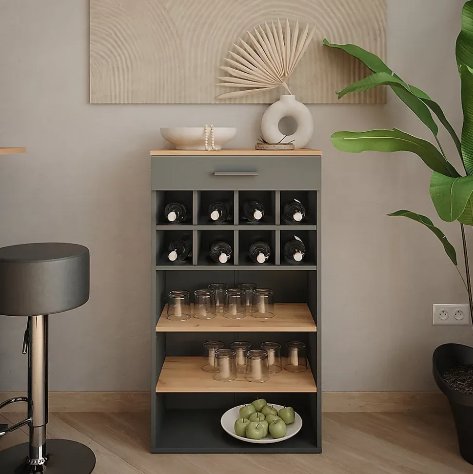 Vicco Casier à vin Chêne doré/anthracite 60x106cm