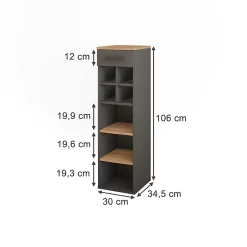 Vicco Casier à vin Chêne doré/anthracite 30x106cm
