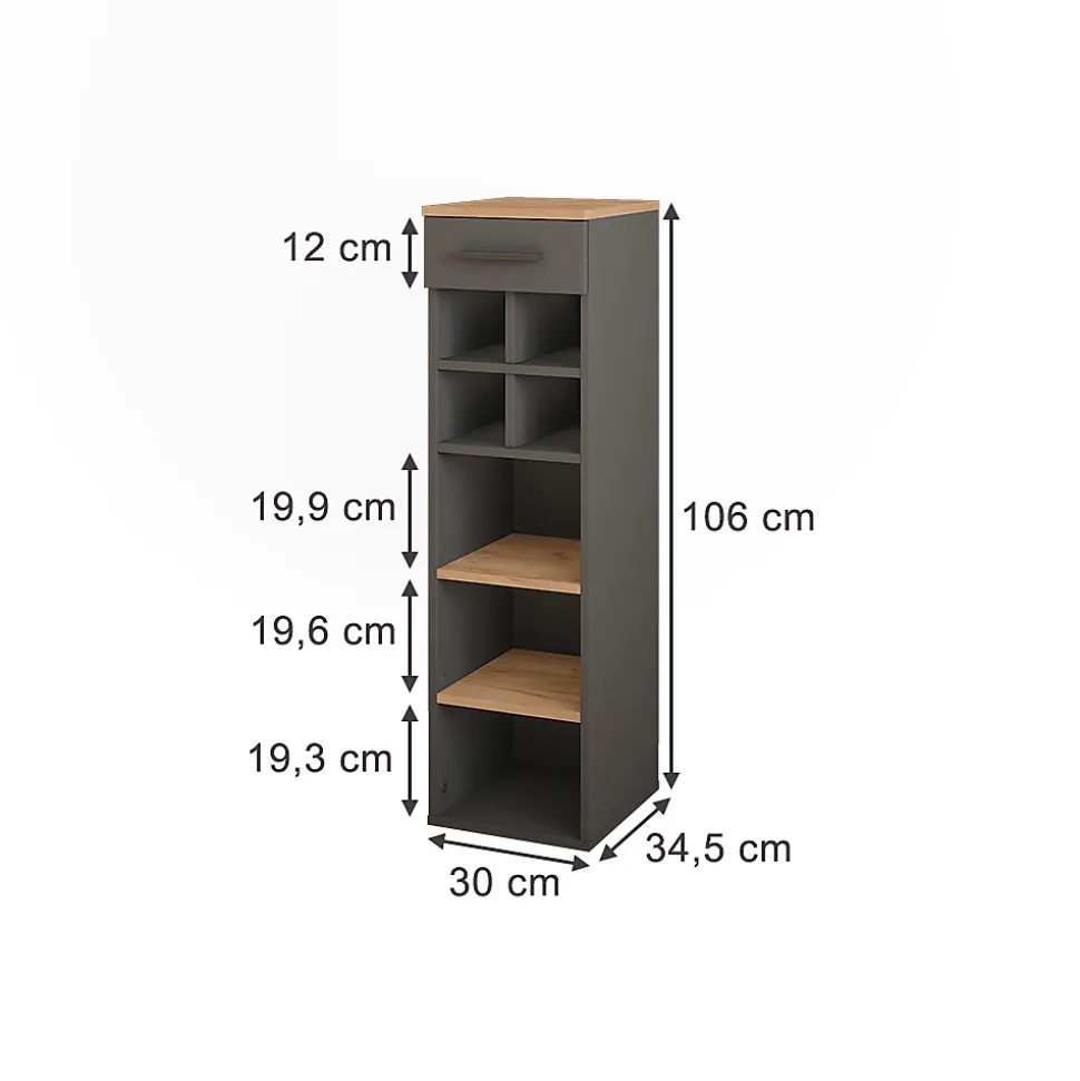 Vicco Casier à vin Chêne doré/anthracite 30x106cm