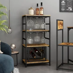 Vicco casier à vin Chêne rustique 50x100cm avec porte-verre