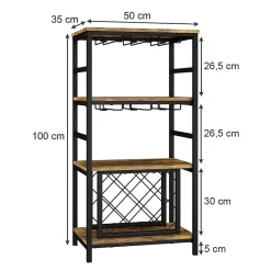 Vicco casier à vin Chêne rustique 50x100cm avec porte-verre