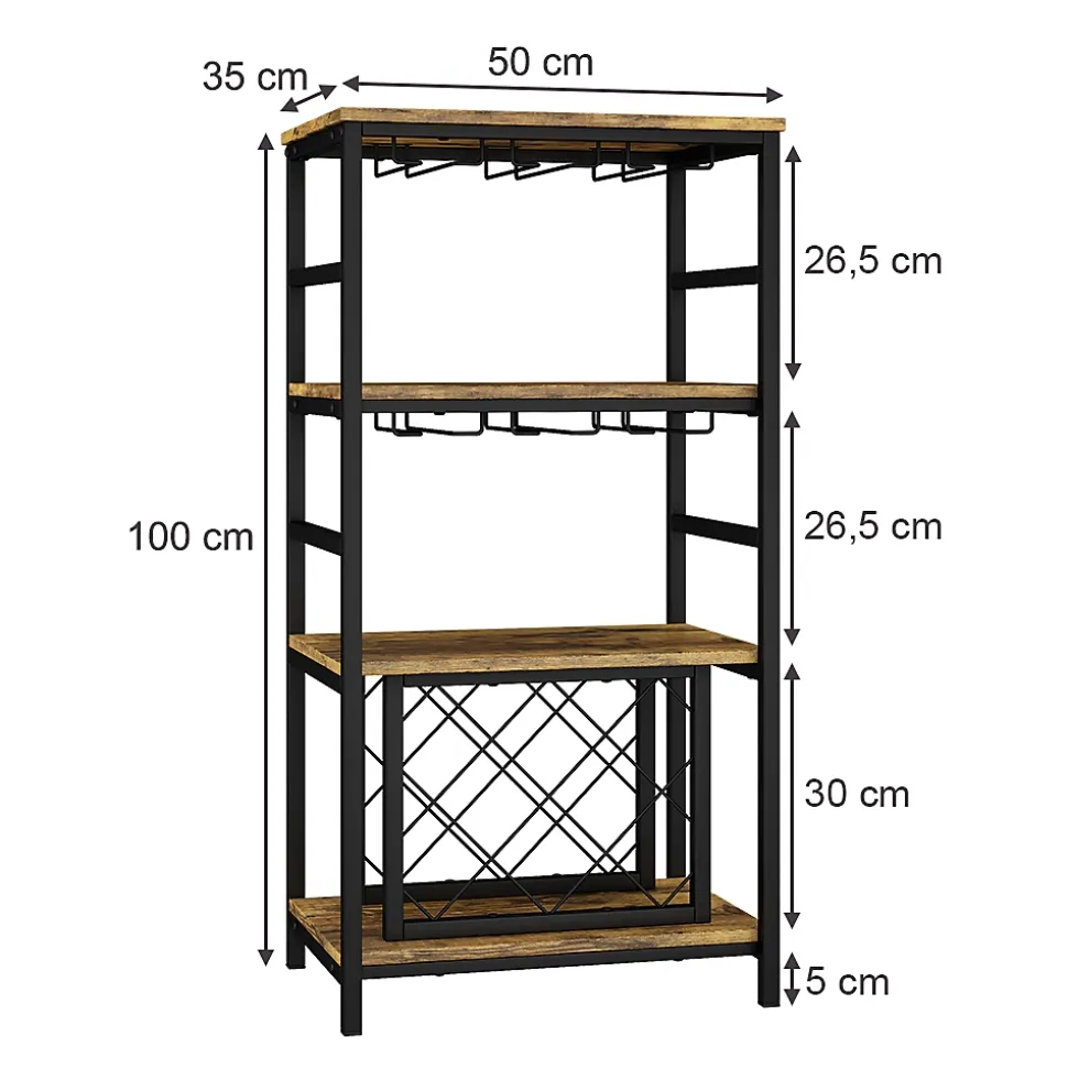 Vicco casier à vin Chêne rustique 50x100cm avec porte-verre