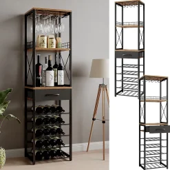 Vicco Casier à vin Chêne rustique 40x147.5cm avec tiroir