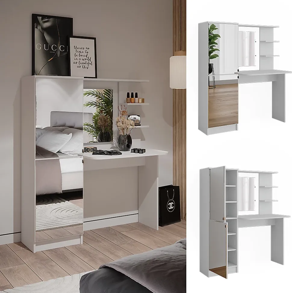 Vicco coiffeuse Blanc 122.9cm avec miroir