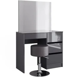 Vicco Coiffeuse Anthracite 40cm avec tabouret