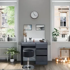 Vicco Coiffeuse Anthracite 40cm avec tabouret