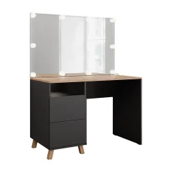 Vicco Coiffeuse Anthracite/Artisan 110cm avec guirlande lumineuse LED