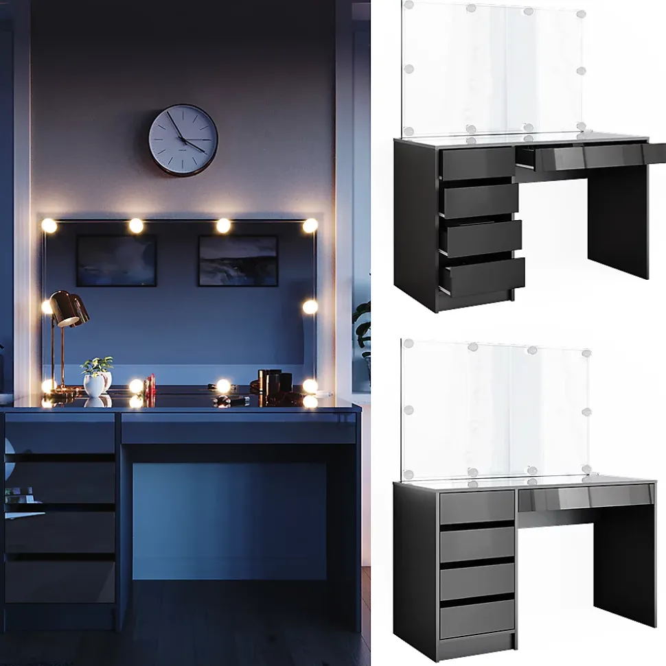 Vicco Coiffeuse Anthracite 55cm avec éclairage LED