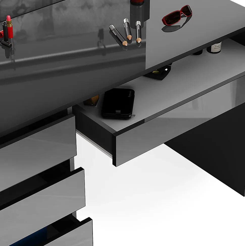Vicco Coiffeuse Anthracite 55cm avec éclairage LED