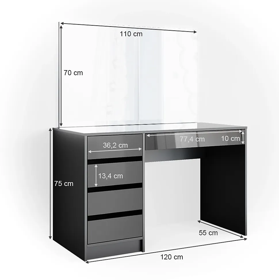 Vicco Coiffeuse Anthracite 55cm
