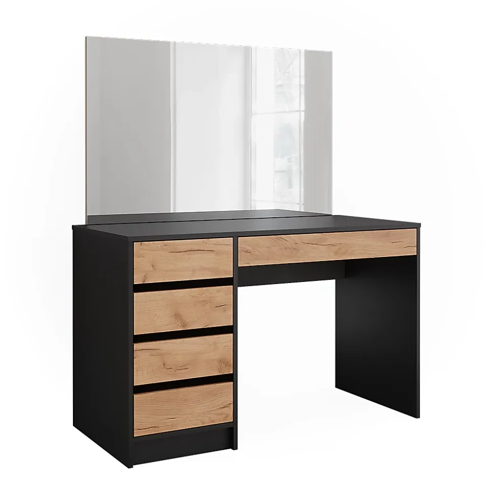 Vicco Coiffeuse Anthracite/chêne doré 120x75cm avec miroir