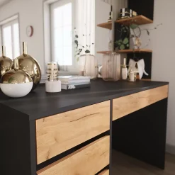 Vicco Coiffeuse Anthracite/chêne doré 120x75cm avec miroir