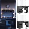 Vicco Coiffeuse Anthracite 55cm avec éclairage LED et tabouret