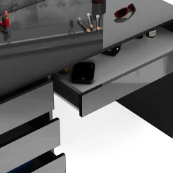 Vicco Coiffeuse Anthracite 55cm avec éclairage LED et tabouret