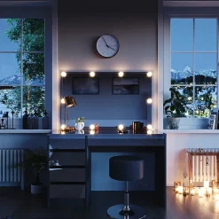 Vicco Coiffeuse Anthracite 55cm avec éclairage LED et tabouret