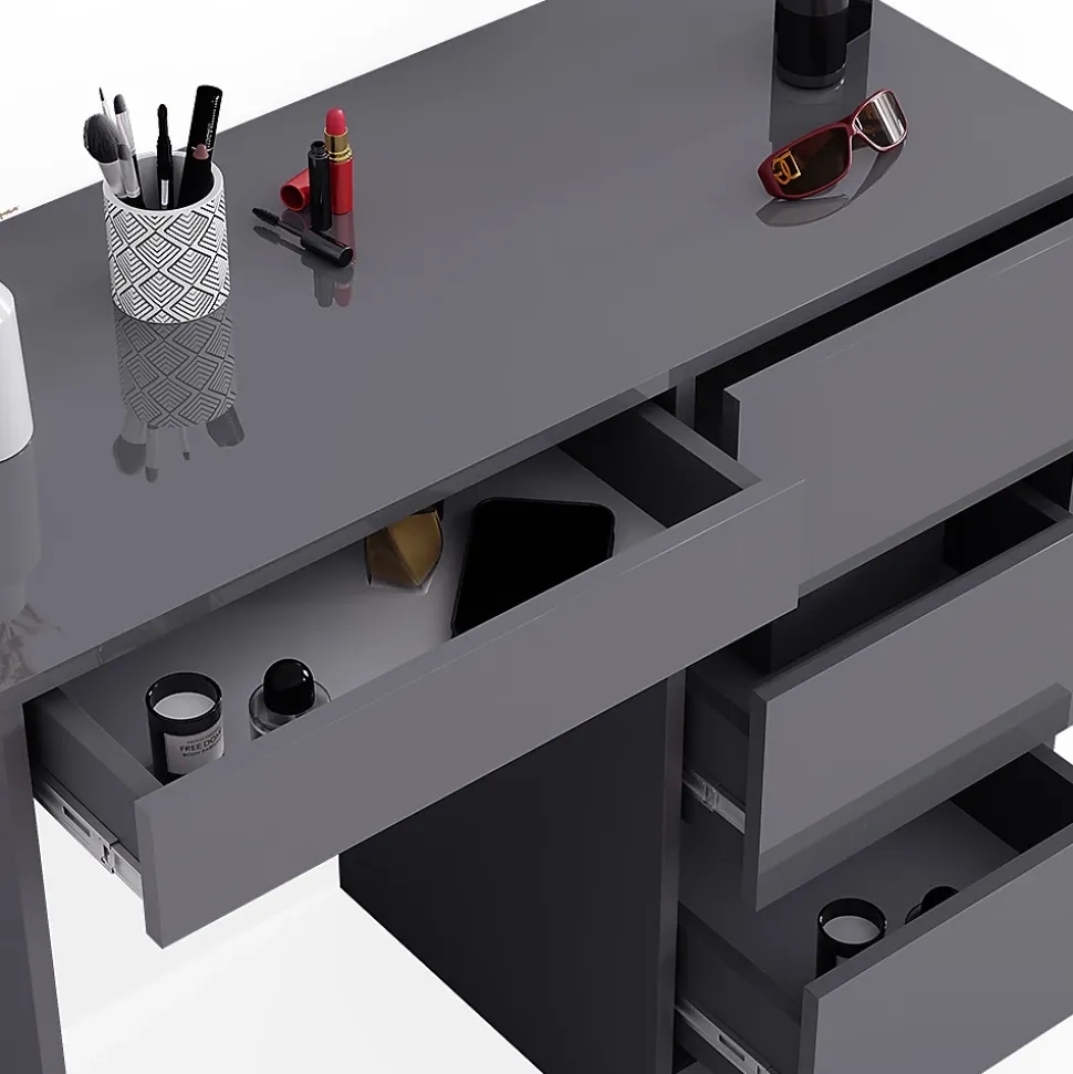 Vicco Coiffeuse Anthracite 40cm avec 4 tiroirs