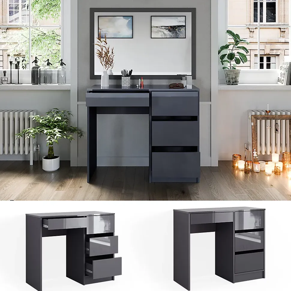 Vicco Coiffeuse Anthracite 40cm avec 4 tiroirs